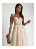 Beige dress with tulle skirt AZR666